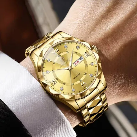 Waterproof Men Gold Quartz Watch Stainless Steel - thumb 2