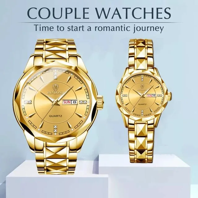 Waterproof Men Gold Quartz Watch Stainless Steel - thumb 5