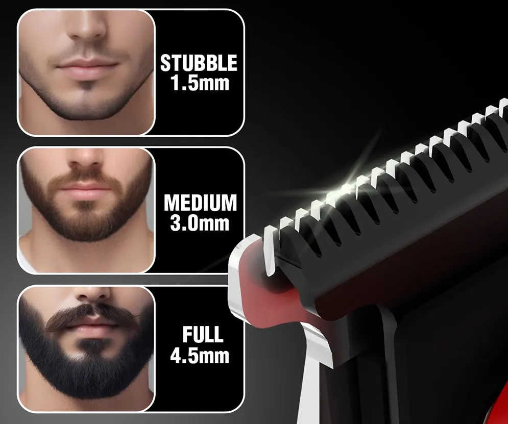 VGR V-987 Rosso Professional Beard and Moustache Trimmer for Men - thumb 9